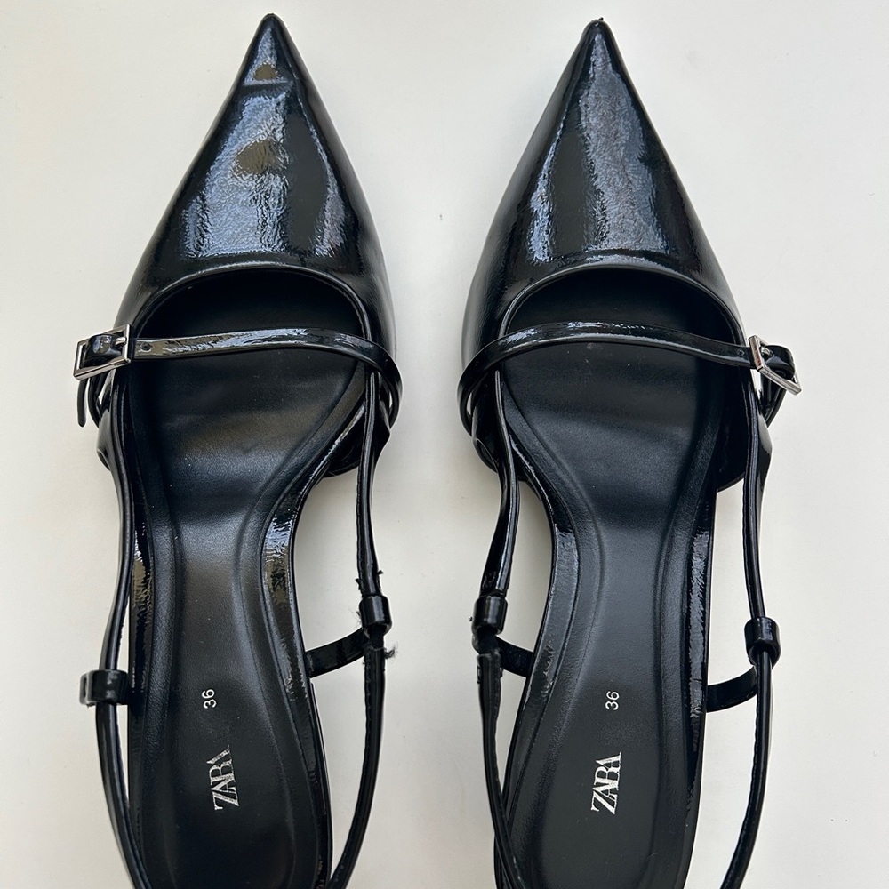 zara black kitten heels